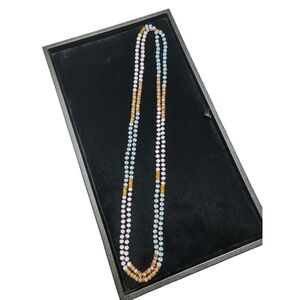 Pink Blue & Gold Multicolor Beaded Necklace